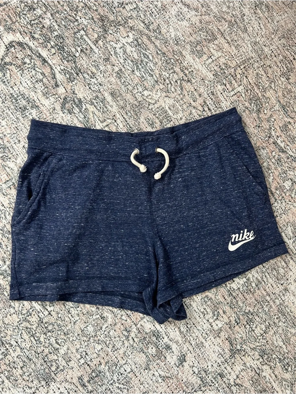 Nike Gym Vintage Lounge Shorts Womens Medium Organic Cotton Blue